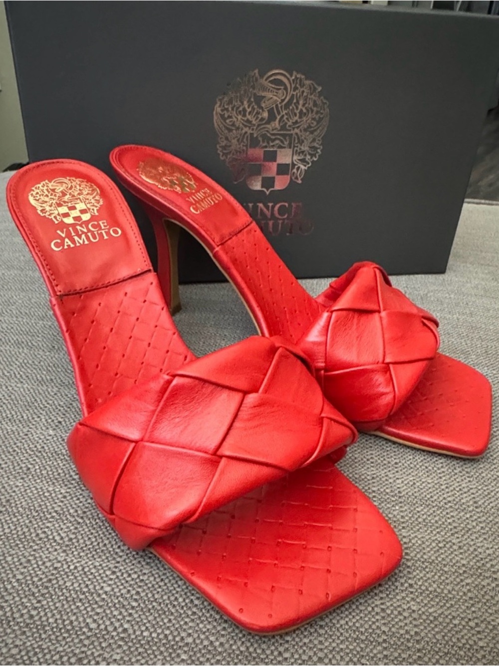 Vince Camuto Red Braided Strap High Heel Mules